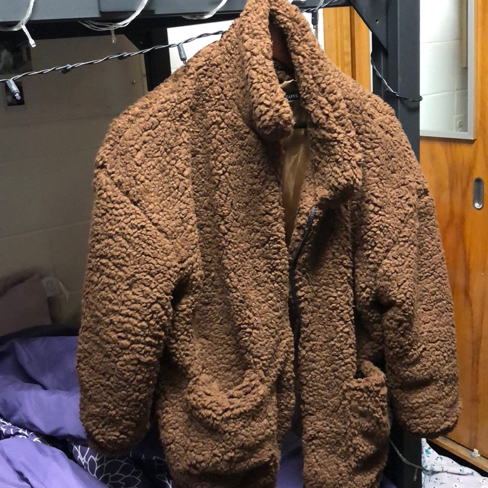 FAUX SHERPA JACKET WITH SATIN LINING